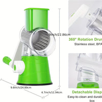 Manual 3‑in‑1 Vegetable Cutter & Drum Grater